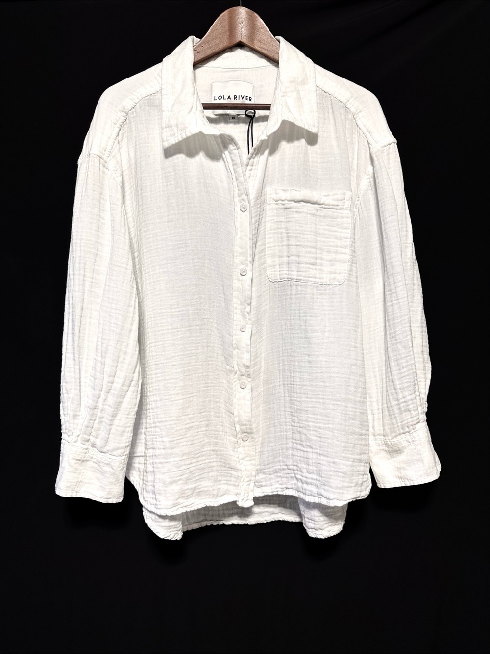 Lola River Melysa White Double Gauze Cotton Button-Up Shirt NWT 1X - Picture 1 of 8
